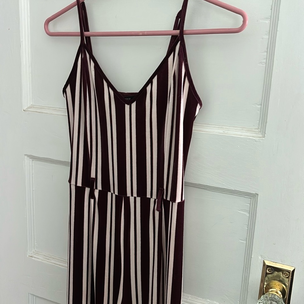 FOREVER 21 Velour wide leg striped pantsuit